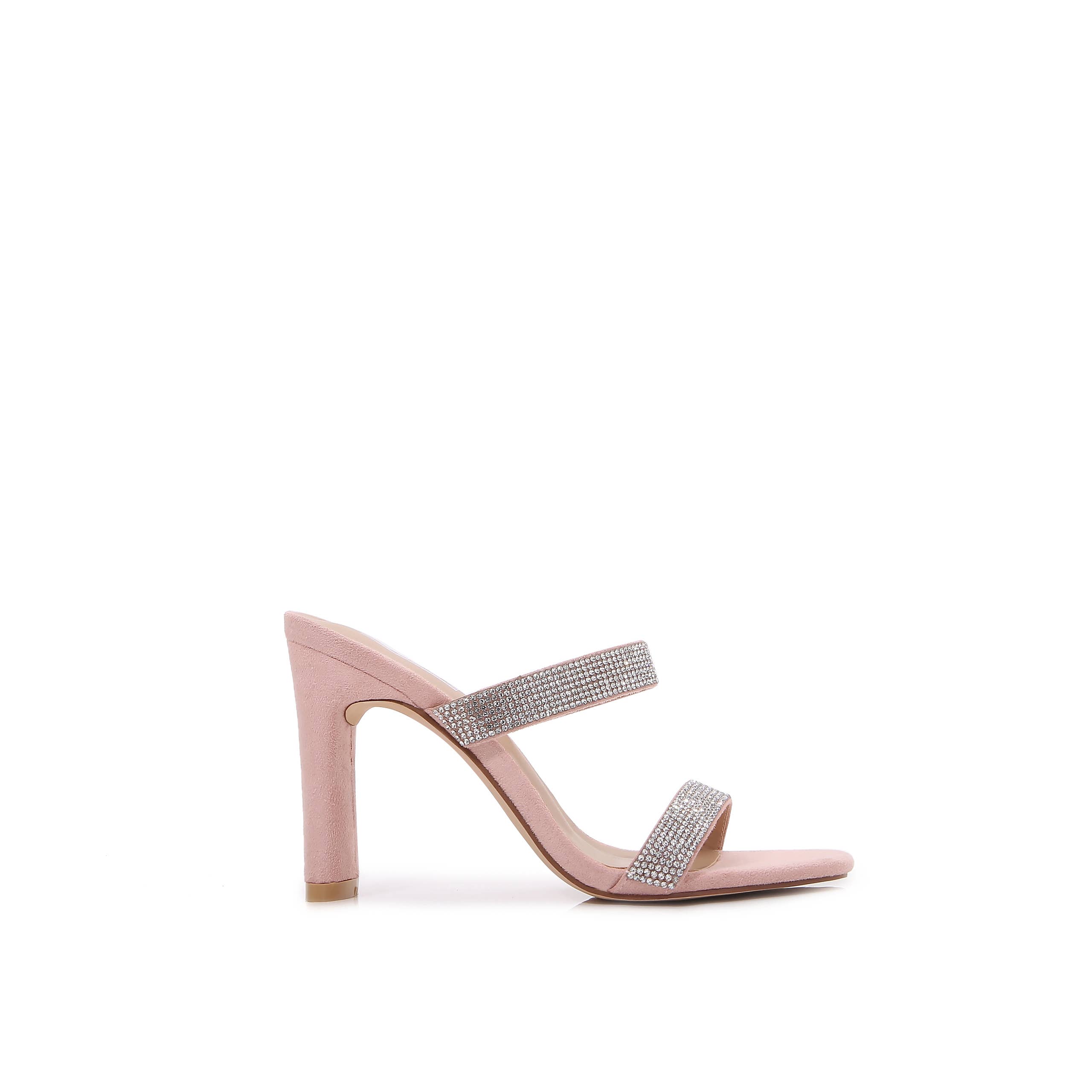 Shop Lev - Wholesale Hakschoenen - Dames - Dames sandalen met dubbele rhinestone band, open vierkante neus en hak7