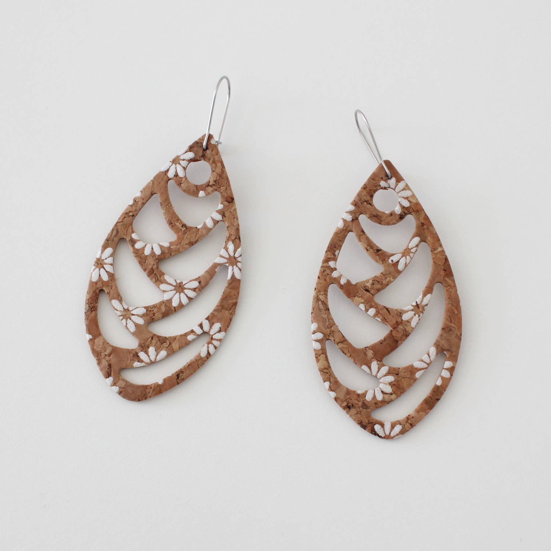 nest PURE - Wholesale Dangle Earrings - Cork Large Leaf Earrings1