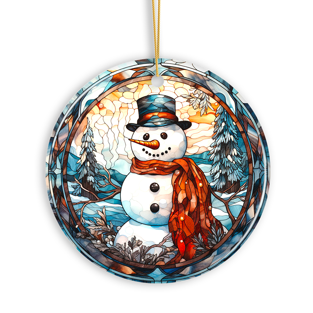 OrnamentallyYou – wholesale Ornament – Elegant Snowman Stained Glass Themed Christmas Ornament1