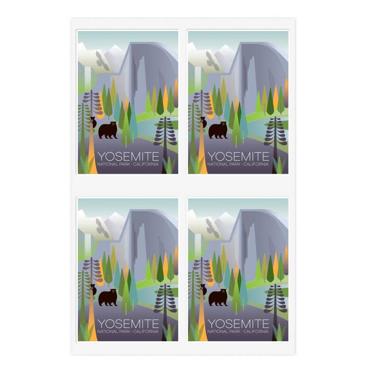 Yosemite National Park Sticker Sheet for wholesale by Max & Oscar