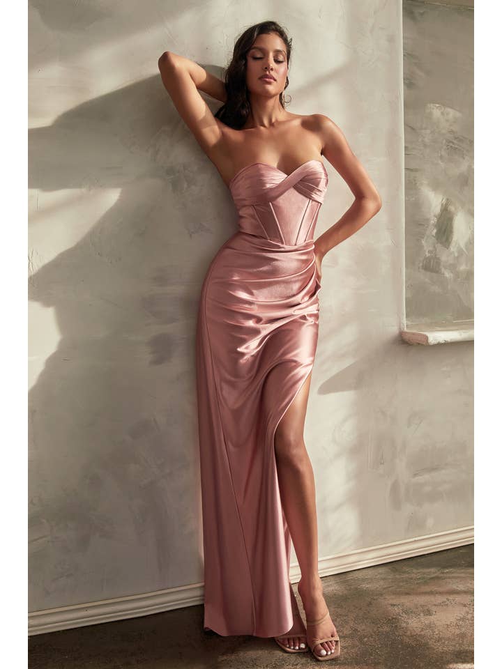 Ladivine by Cinderella Divine - Wholesale Gown - Women's - STRAPLESS LUXE SATIN FITTED GOWN4