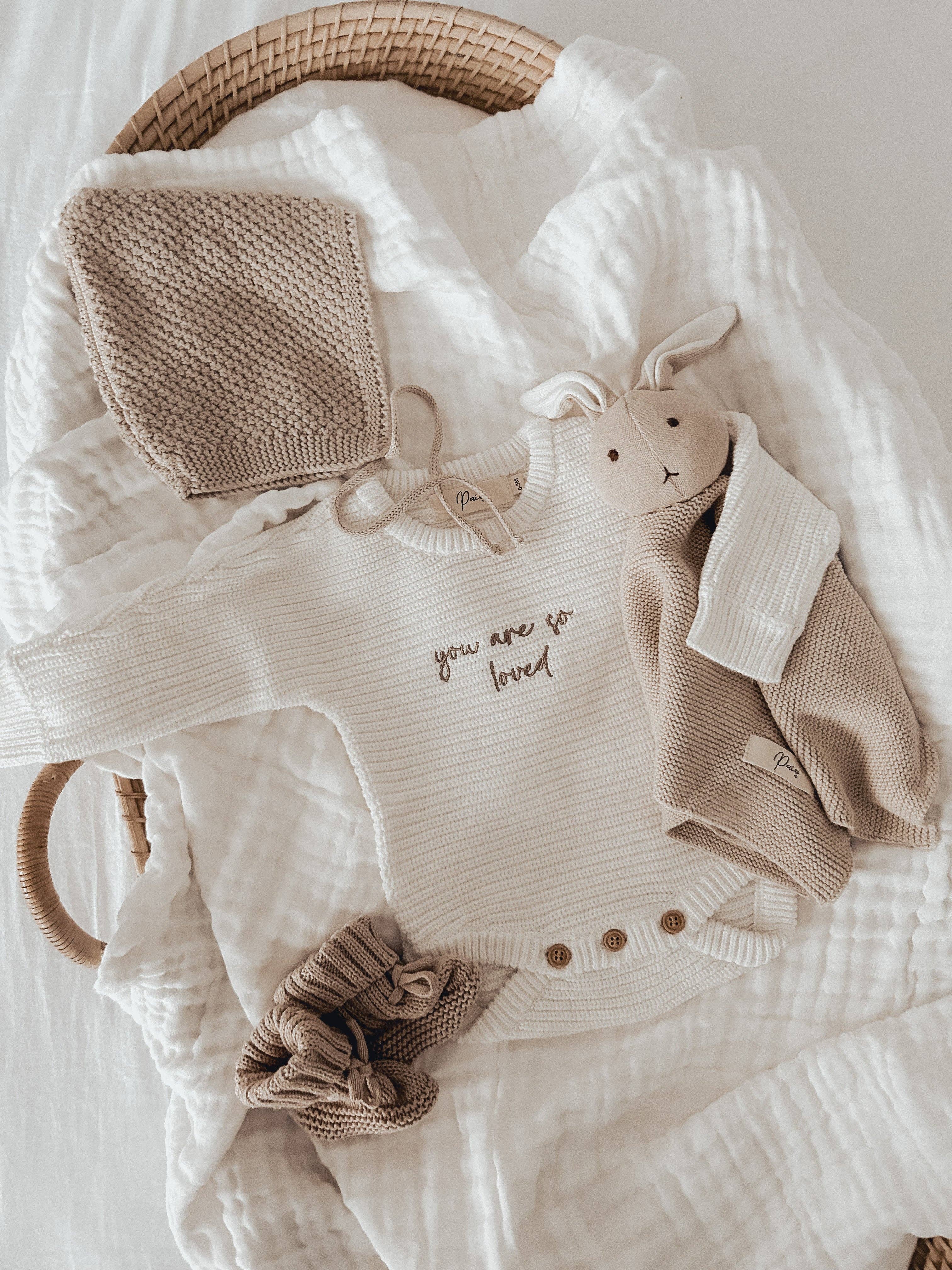 Petite + Co - Wholesale Jumpsuit - Baby - CLASSIC RIBBED ROMPER - MILK | PERSONALISED EMBROIDERY AVAILABLE10