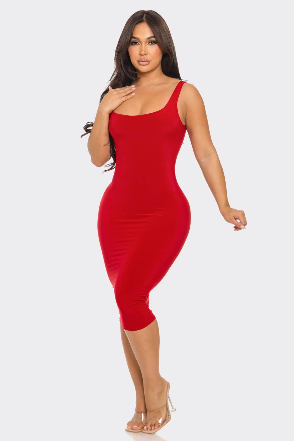 Uptown Apparel - Wholesale Dress - Women's - D11036 Tank Double Layer Midi Dress27