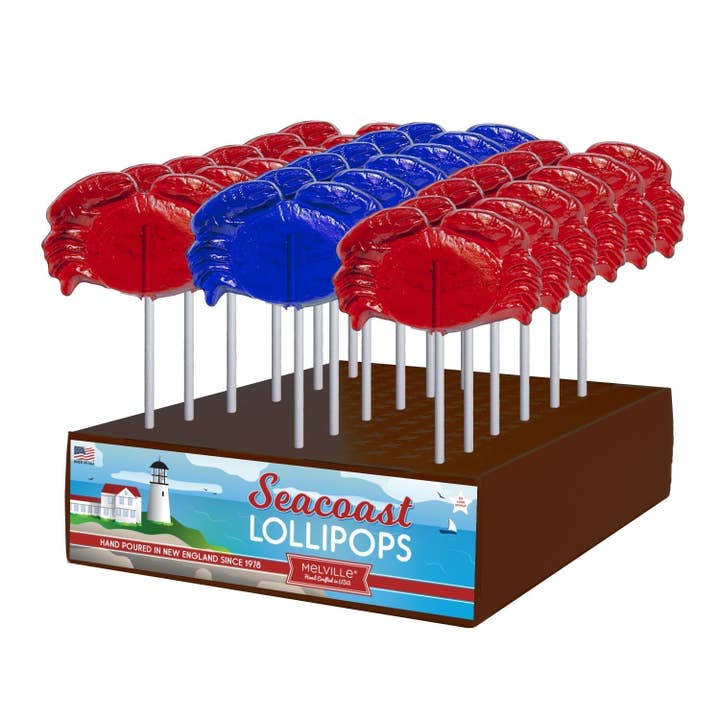 Crab Lollipops - Red & Blue for wholesale by Melville Candy Company