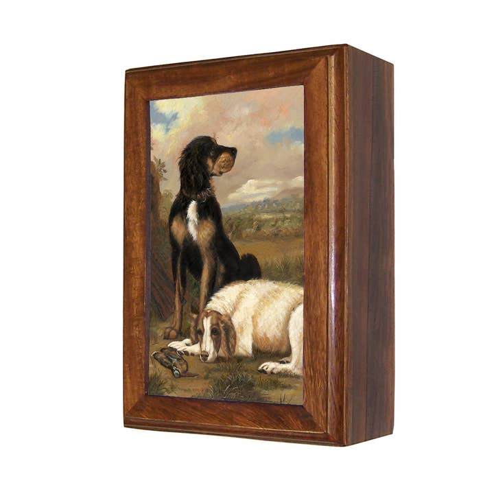 Hunde mit Woodcock Dekorative Vintage Holz Schmuckschatulle für den Großhandel von Madison Bay Co. - Historical Home Decor Reproductions