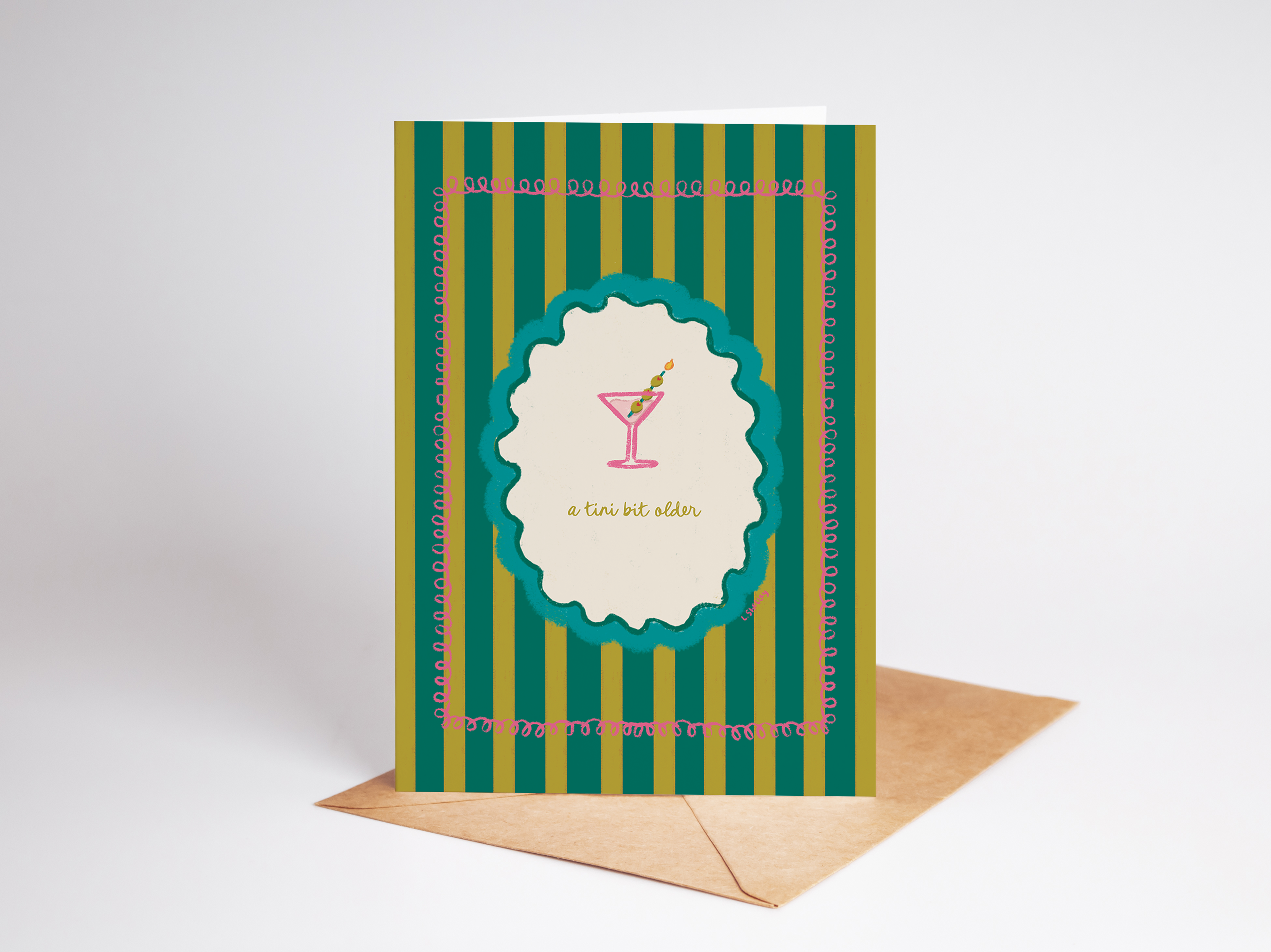 The Shelley Society - Wholesale Birthday Card - A Tini Bit Older Martini and Olives Birthday Greeting Card2
