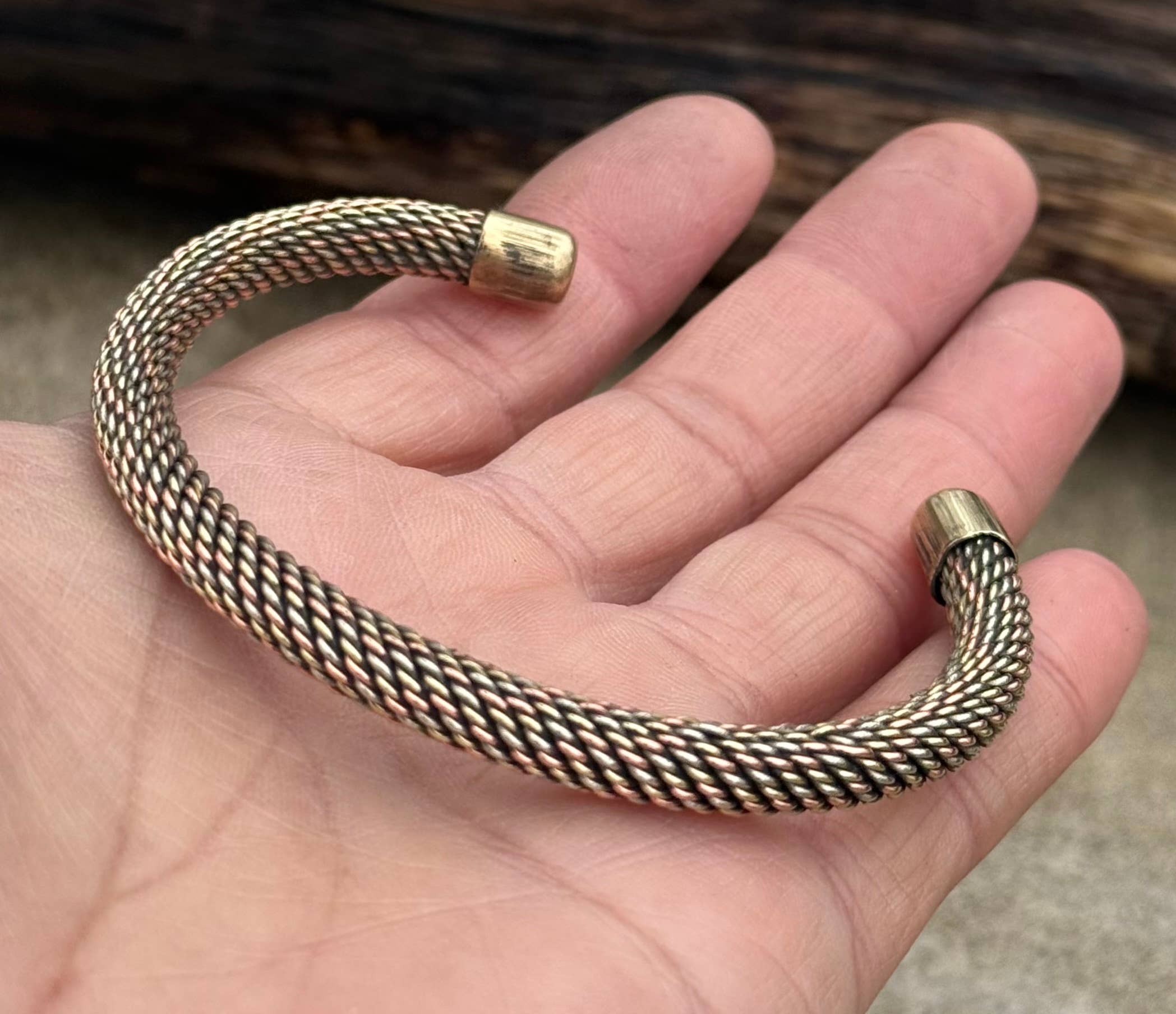 Lungta Imports - Wholesale Cuff Bracelet - Pure Copper Twisted Open Back Bracelet for Women and Men 5