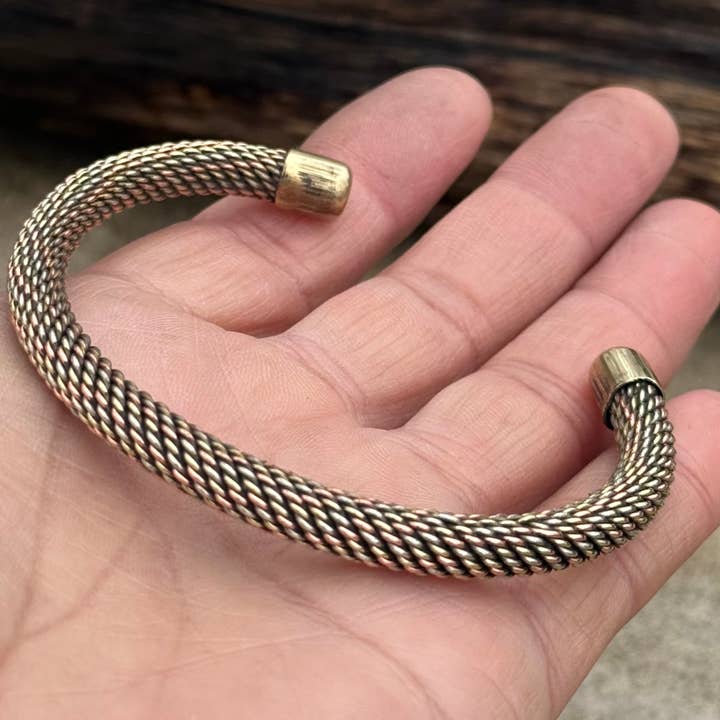Lungta Imports - Wholesale Cuff Bracelet - Pure Copper Twisted Open Back Bracelet for Women and Men 5