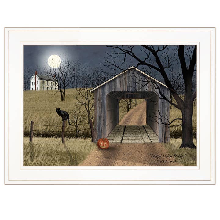 « Sleepy Hollow Bridge » de Billy Jacobs, prêt à être accroché, encadré pour la vente par Trendy Decor 4U