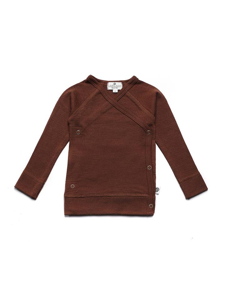 Baby wrap sweater – Merino wool - Cinnamon for wholesale by Lille Barn