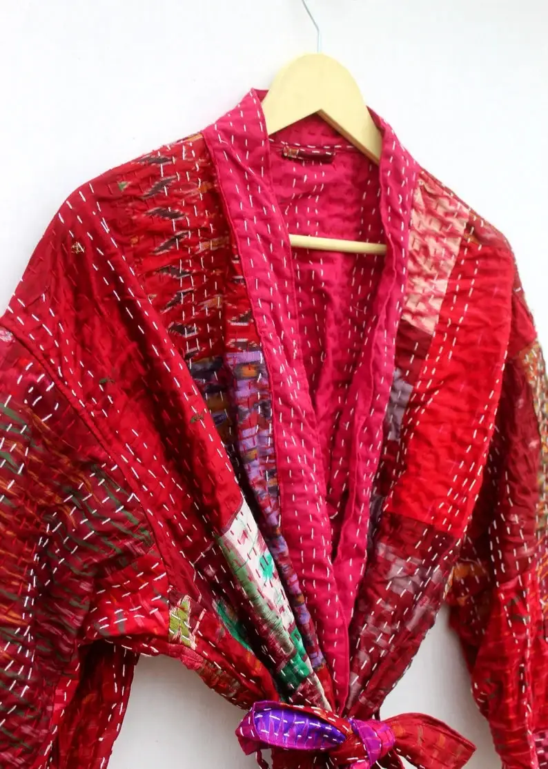 GYPSY STUDIO - Wholesale Kimono - Women's - Long Kimono for Men Women Patchwork Multicolored Silk Kantha3