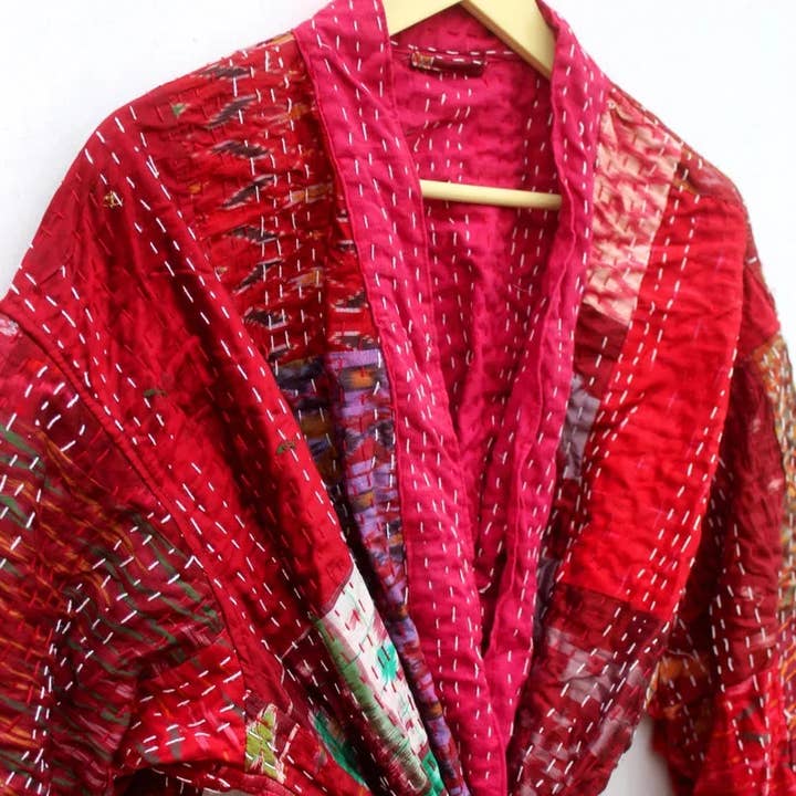 GYPSY STUDIO - Wholesale Kimono - Women's - Long Kimono for Men Women Patchwork Multicolored Silk Kantha3