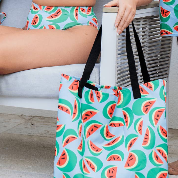 Watermelons Large Tote Bag with pocket for wholesale by Palet Theory