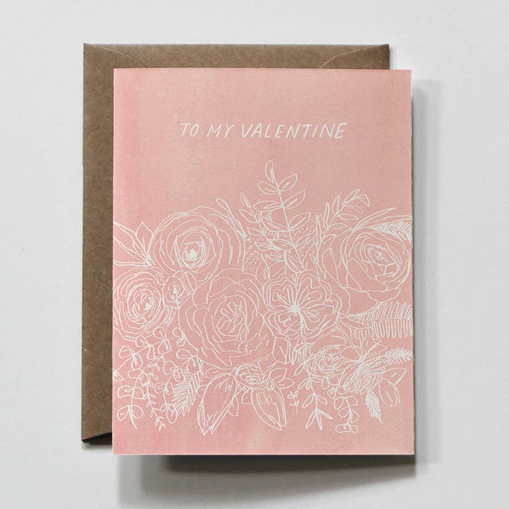 To My Valentine | Pink Floral Valentine's Day Greeting Card for wholesale by everglow handmade