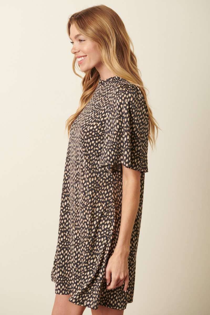 mittoshop - Wholesale Dress - Women's - ANIMAL PRINT RUFFLE MOCK NECK MINI DRESS11