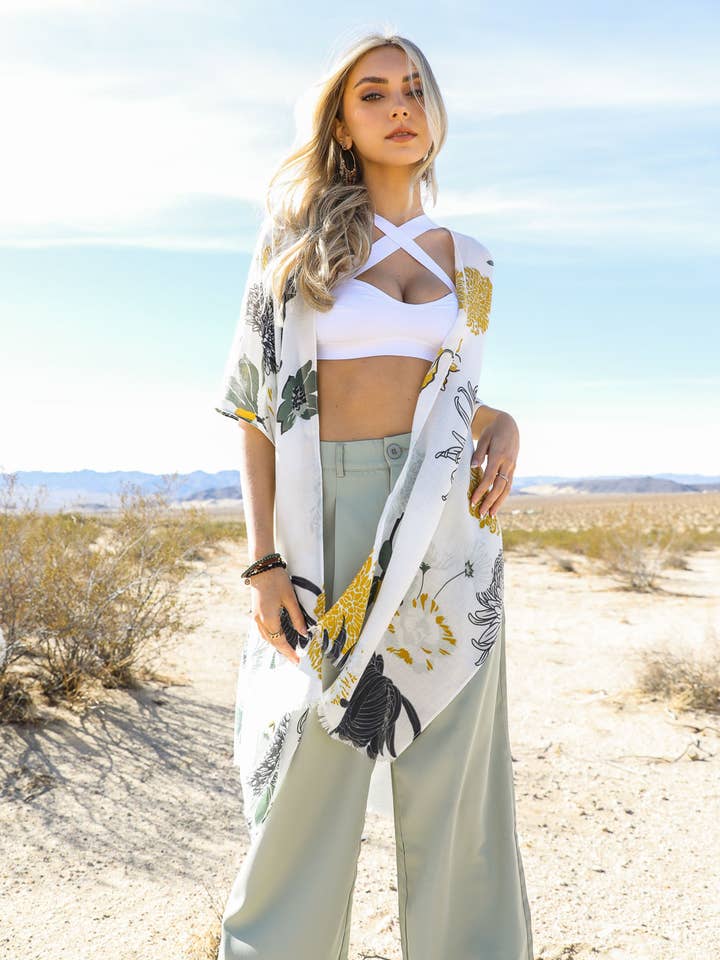 Leto Accessories - Wholesale Kimono - Women's - Bestselling Floral Motif Kimono for Summer Festivals 🌼