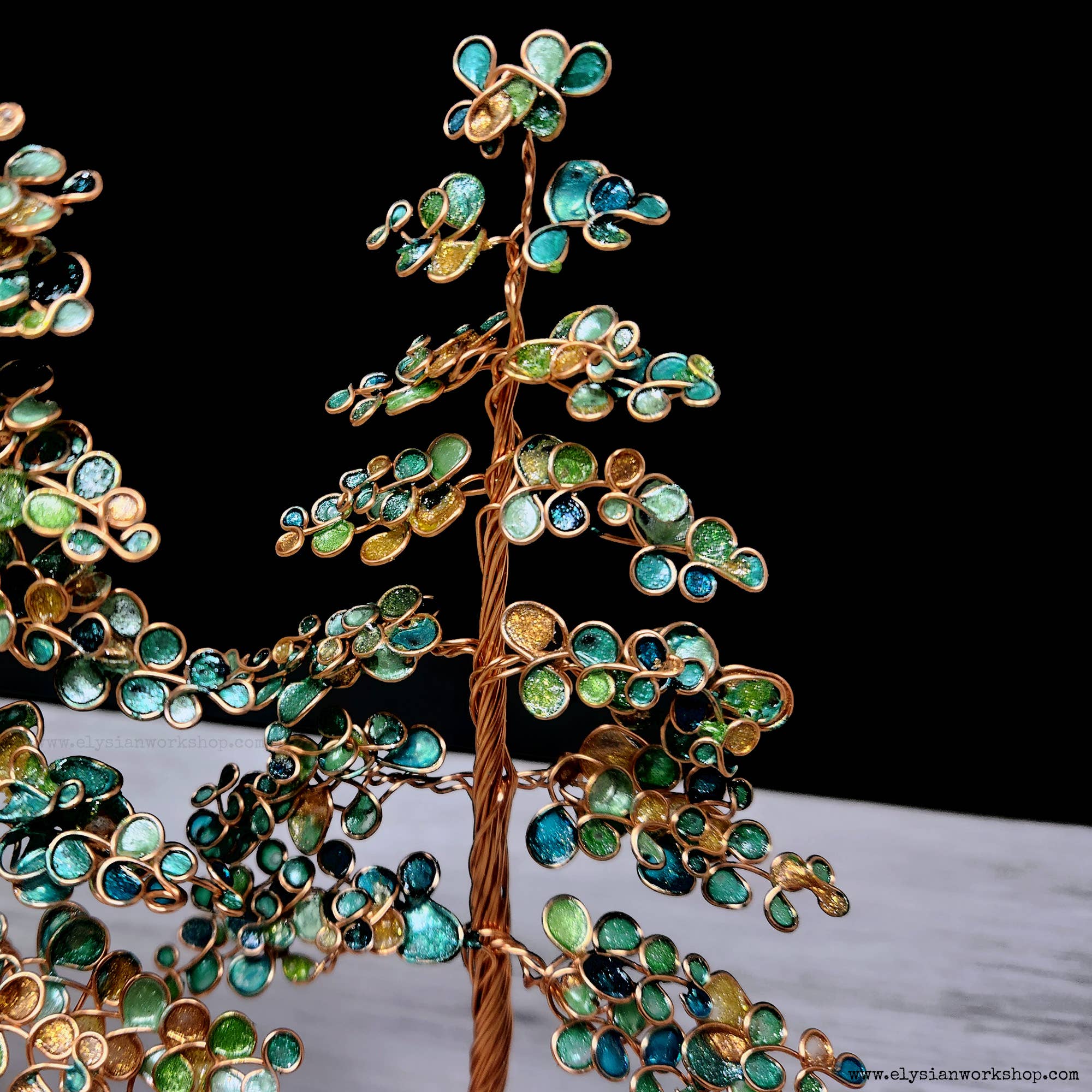 Elysian Workshop - Wholesale Sculpture - Copper Wire Autumn Forest Sculpture on Selenite Crystal4