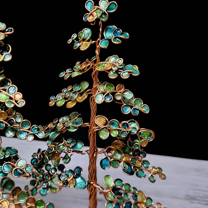 Elysian Workshop - Wholesale Sculpture - Copper Wire Autumn Forest Sculpture on Selenite Crystal4