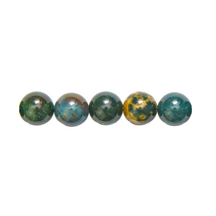 France Mineraux - Wholesale Spiritual Stone/Crystal - Bag of 5 bloodstone beads - 10mm