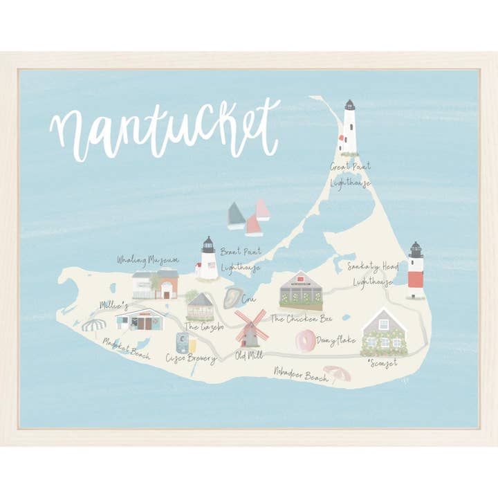 Nantucket Map Print for wholesale by Palm Prints