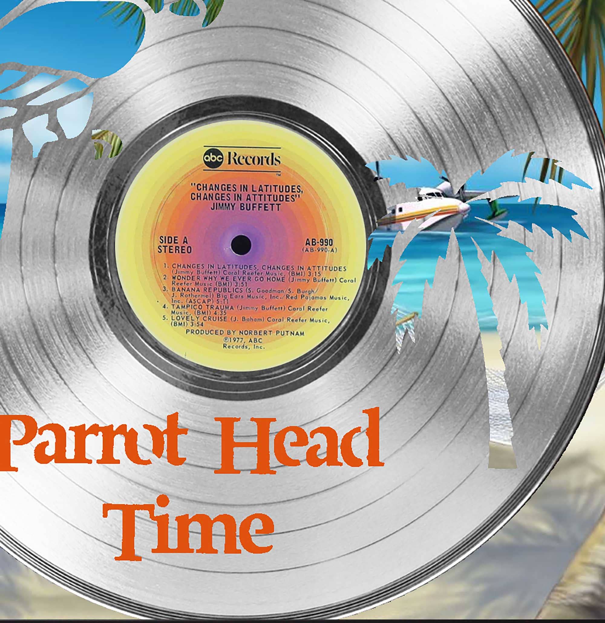 Gold Record Outlet - Wholesale Wall Accent - Jimmy Buffett Silver Laser Cut Record Poster Art Shadowbox1