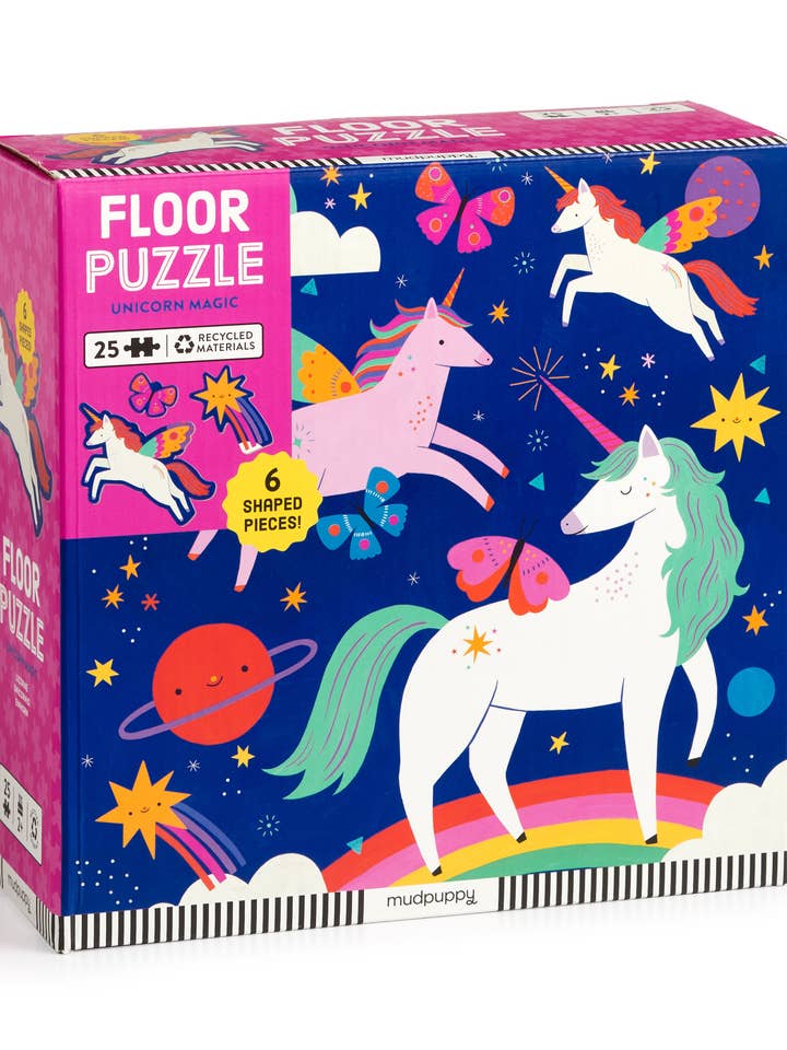 Unicorn Magic 25 Piece Floor Puzzle with Shaped Pieces for wholesale by Chronicle Books