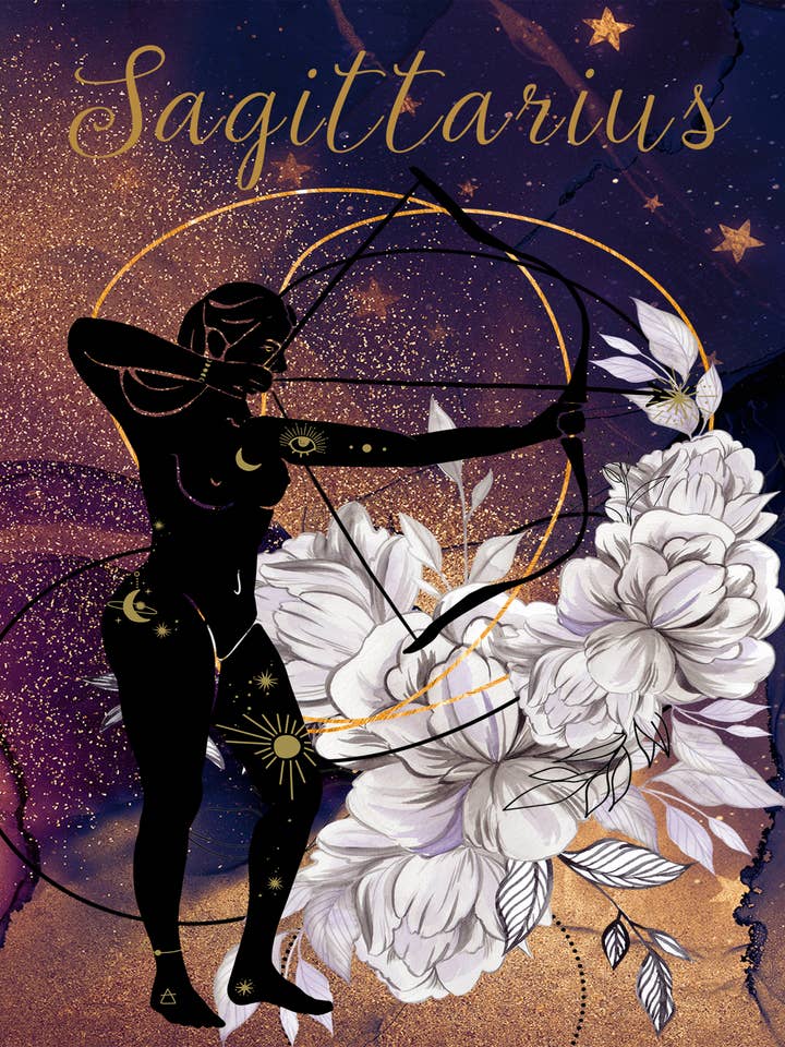 SAGITTARIUS CELESTIAL ZODIAC GIRLS 8x10 ART PRINT for wholesale by Soraya Moon Co.