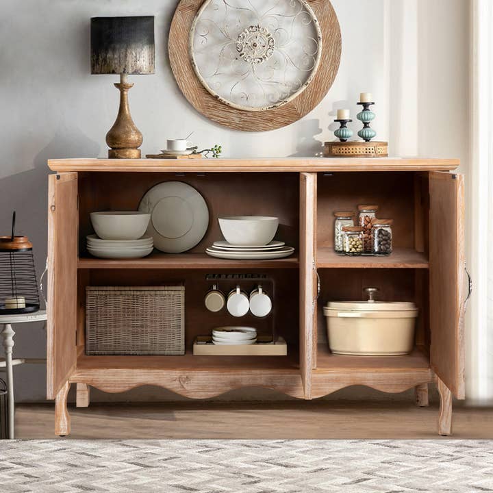 Heynemo - Wholesale Cabinet - Sideboard Buffet Cabinet with 3 Carved Doors and Shelves1