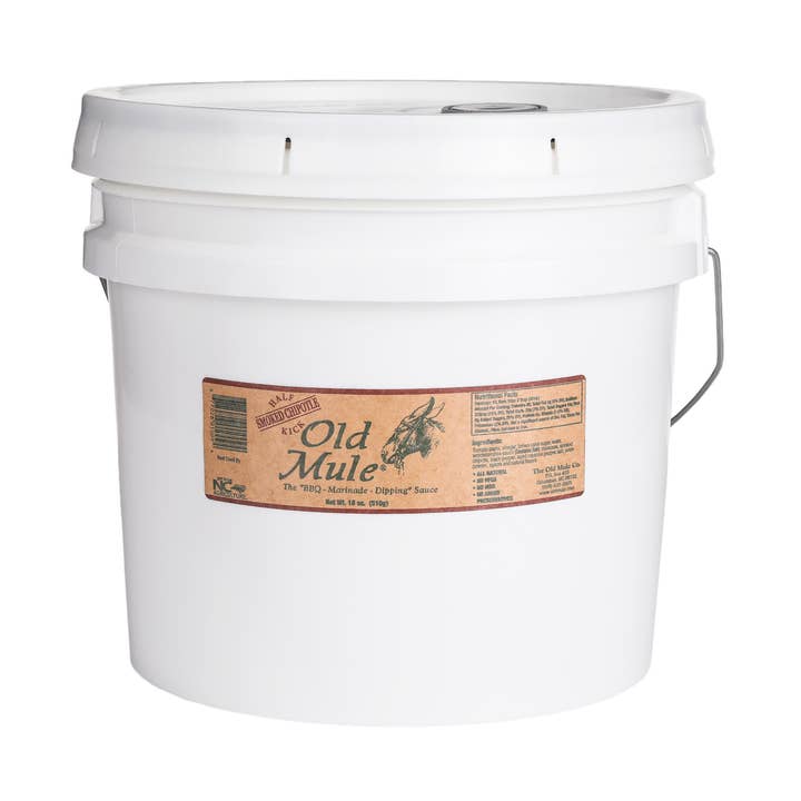Old Mule Sauces - Vente Sauces barbecue - 5.3 - Sauce Old Mule en seau de 3,5 gallons au chipotle fumé0