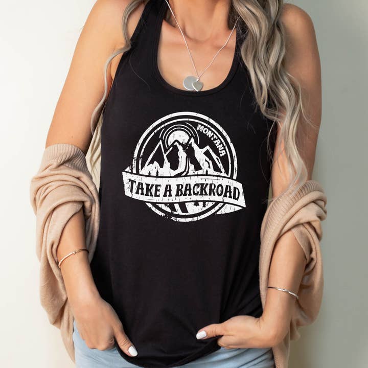 LADIES MONTANA TAKE A BACKROAD TANK (MULTIPLE COLORS) for wholesale by Back Road Designs