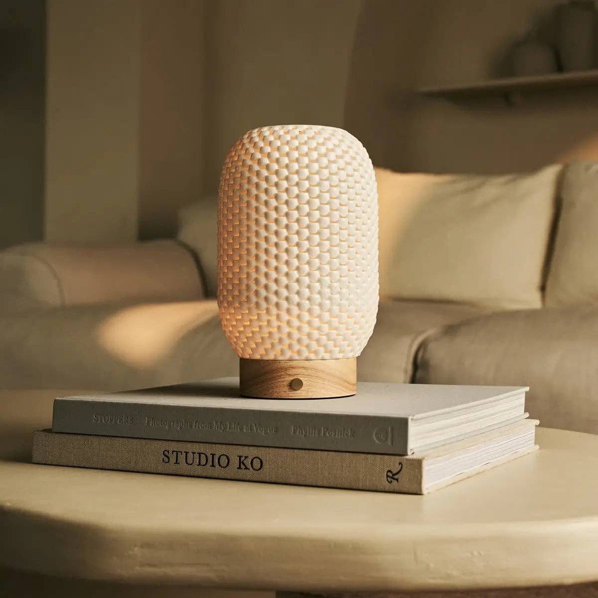 Tavellio - Wholesale Accent/Desk Lamp - Aurora Light Brown Wooden Cordless Table Lamp | 3D-Printed Porcelain, Dimmable & Up to 100 Hours of Battery Life13