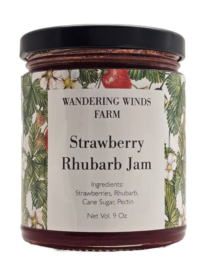 Strawberry Rhubarb Jam for wholesale by Wandering Winds Farm + Bakery