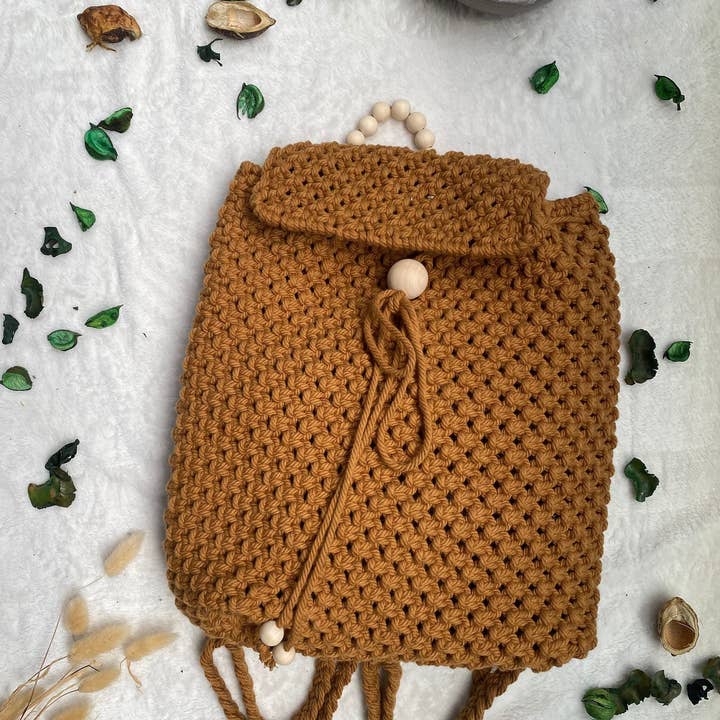 Fragranza terrestre Zaino grande | Zaino macramè | Zaino fatto a mano | Borsa grande in vendita all'ingrosso su Faire2