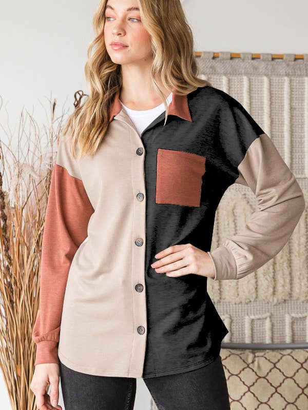 HEIMISH – Großhandel Hemdjacke/Shacket – Damen – EJ6724-10 BASIC HALSBAND, EINFARBIG, BLOCKMANSCHETTE7