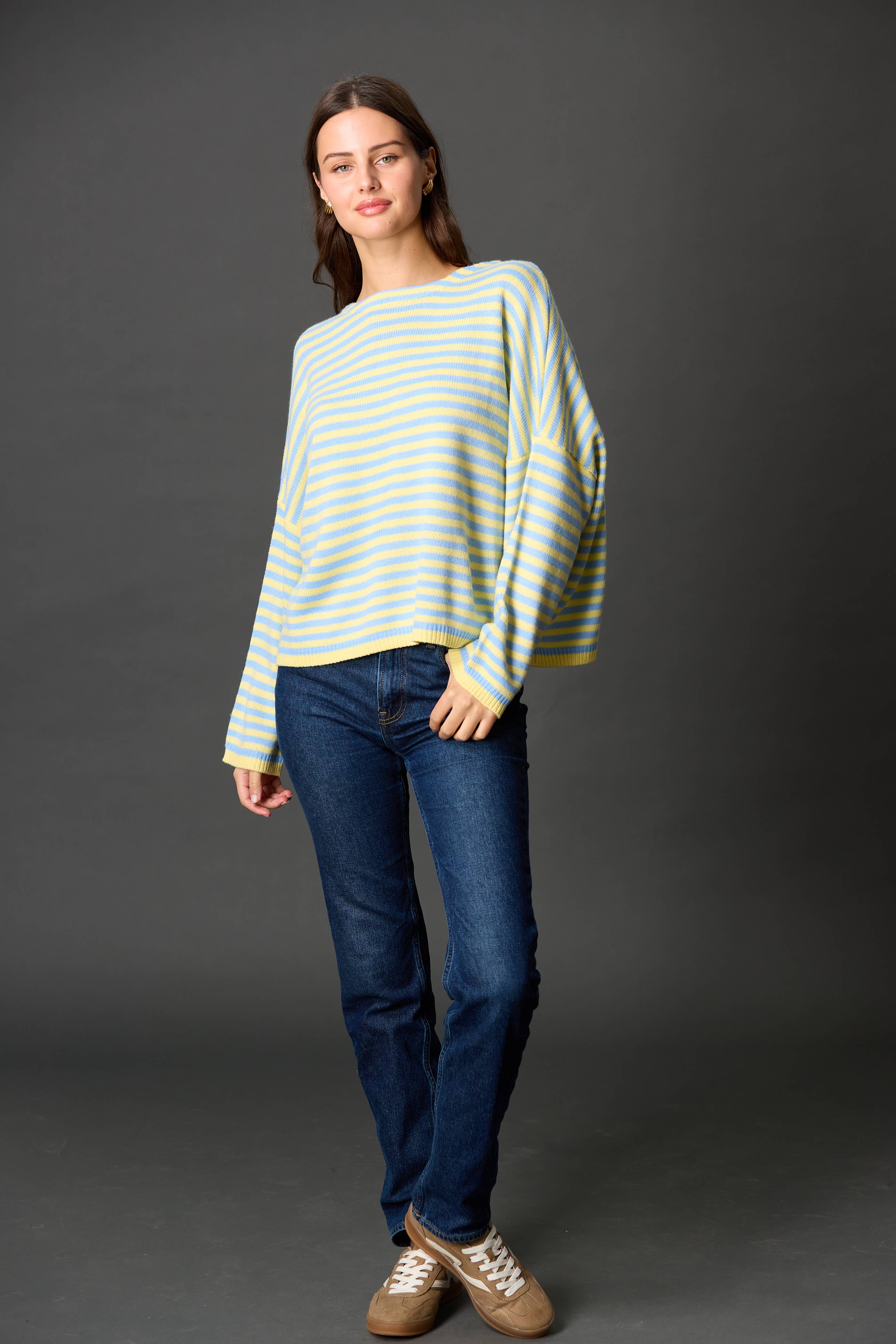 Before You Collection - Wholesale Knit Sweater - Women's - Striped T-Body Sweater8