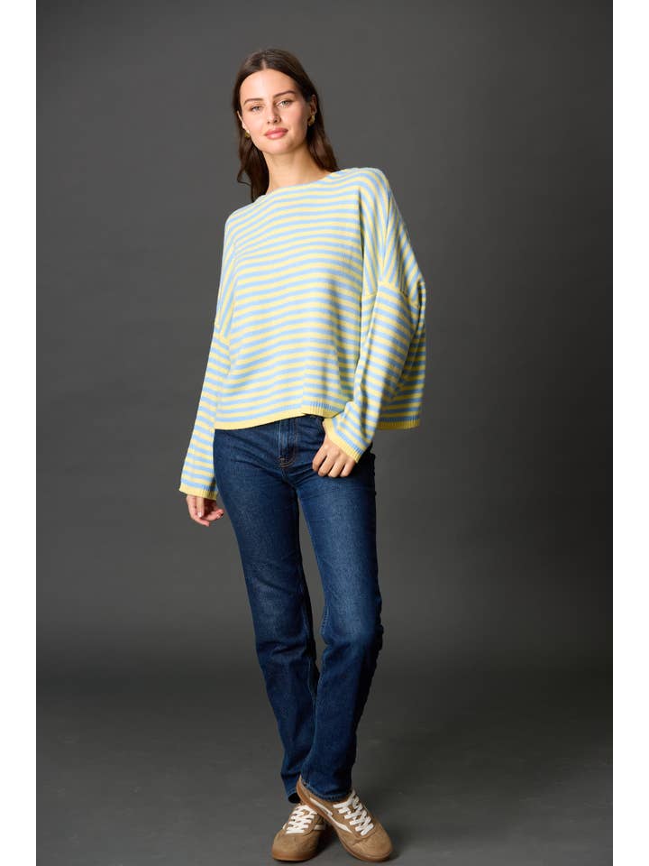 Before You Collection - Wholesale Knit Sweater - Women's - Striped T-Body Sweater8