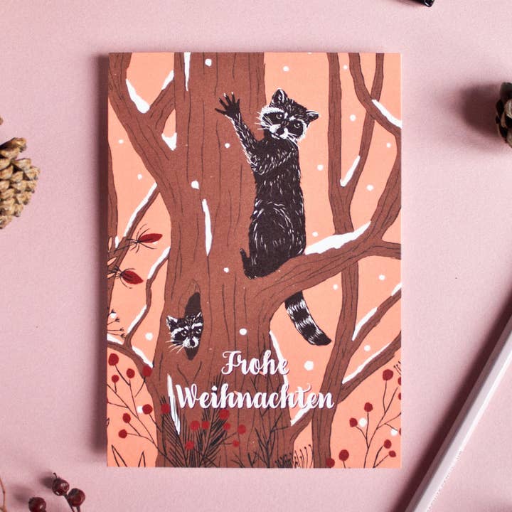 Kerstkaart wasberen (du.) voor wholesale door Katja Rub