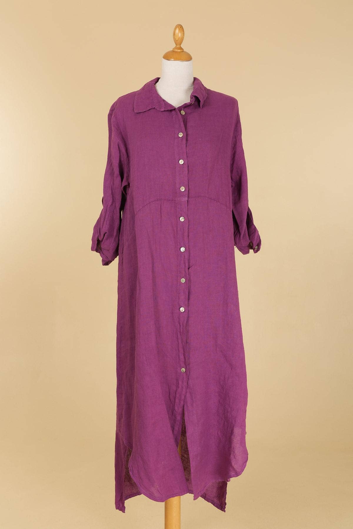 la maison des fibres naturelles - Wholesale Button Down Shirt - Women's - Long shirt dress 68036 100% LINEN61