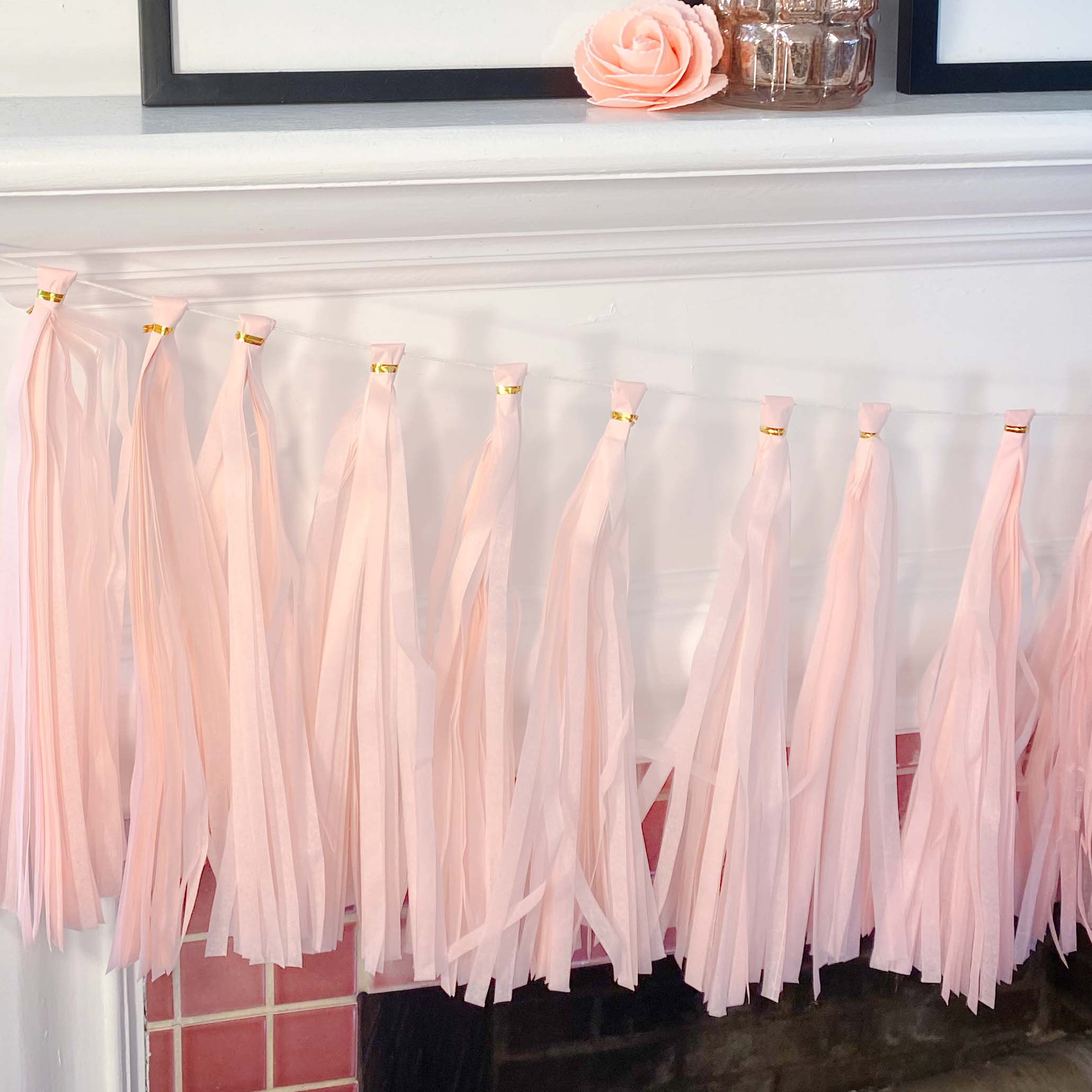 Ellie's Party Supply - Wholesale DIY Craft Kit - Pastel Pink Paper Tassel Tail - Tassel DIY Garland Kit0