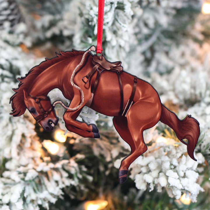 Chestnut Western Rodeo Horse - Bucking Horse Ornament Bronco for wholesale by Classy Equine