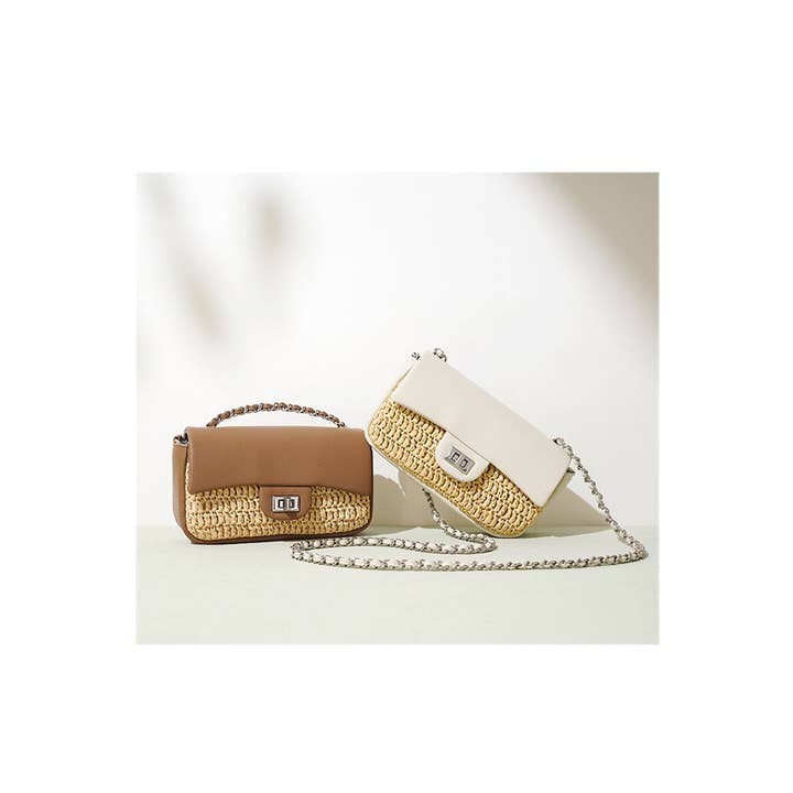 ESLEY - Vente Sac à bandoulière – femme - A2503XL25235 - Sac bandoulière de luxe en cuir tressé et paille3