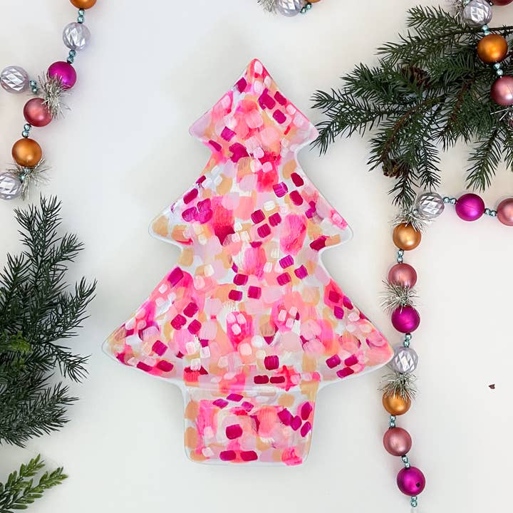 Pink Christmas Tray|Jessica Reynolds Art for wholesale by Jessica Reynolds Art