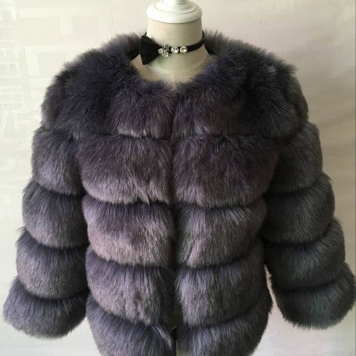 Marayn - Wholesale Jacket – Women's - Luxury Faux Fox Fur Short Jacket for Women10