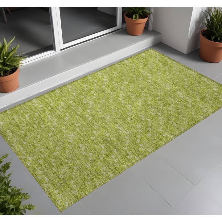 2'X3' Moss Green Geometric Non Skid Indoor Outdoor Area Rug for wholesale by HomeRoots