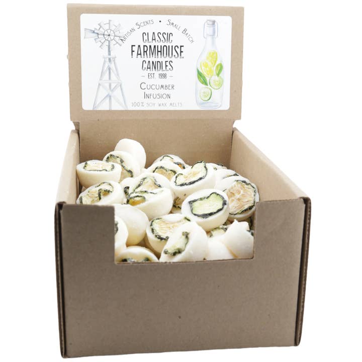 NOVO! Fusão de Cera de Soja - Infusão de Pepino 80 pc Caixa por atacado de Classic Farmhouse Candles