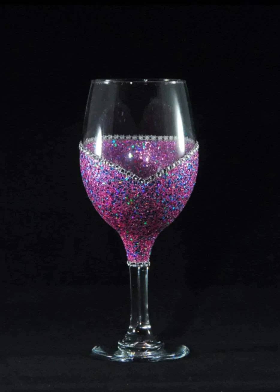 WineyBitches.Co - Wholesale Wine Glass - Valentine Schmalentine – Bling Glitter Glass Wine Glasses (Anti-Valentine’s Day Collection)10
