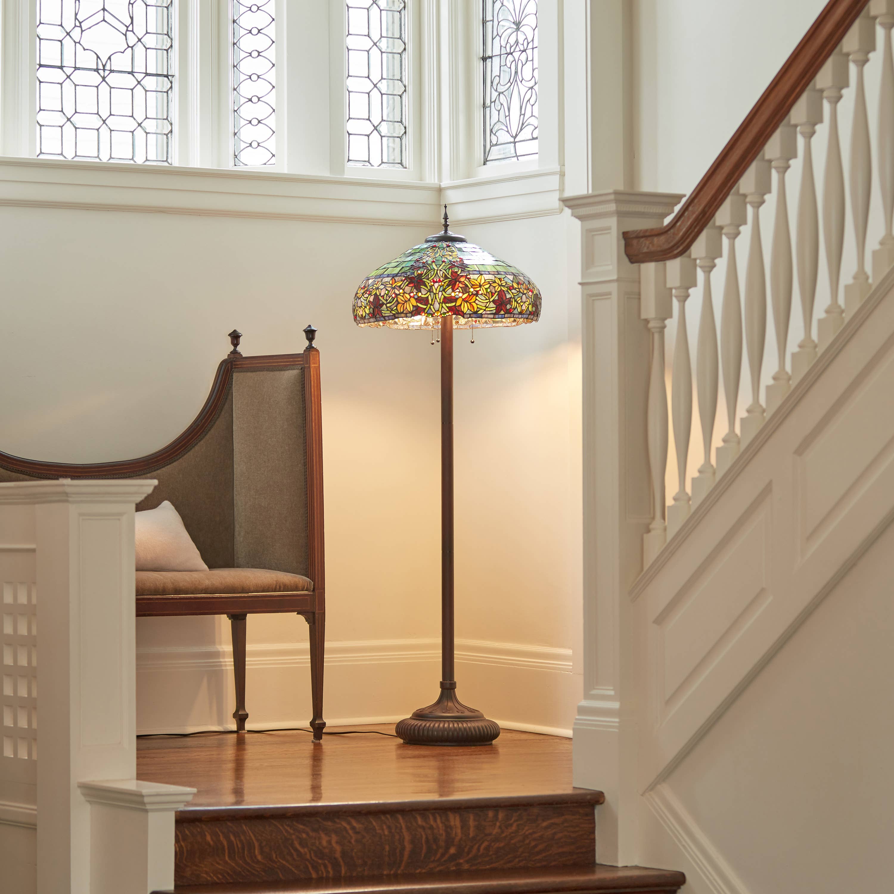 River of Goods - Wholesale Floor Lamp - 65"H Hampstead Green Tiffany Style Stained Glass Floor Lamp5