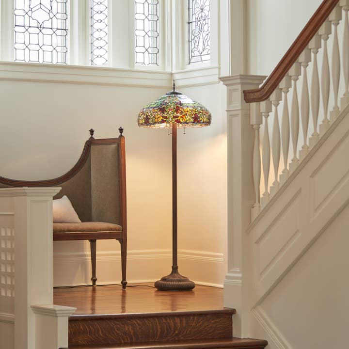 River of Goods - Wholesale Floor Lamp - 65"H Hampstead Green Tiffany Style Stained Glass Floor Lamp5