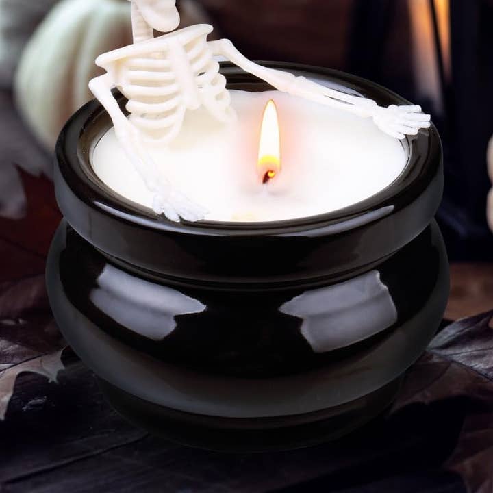 Vela con diseño de calavera de esqueleto, para venta al por mayor de The Wine Savant / Khen Glassware
