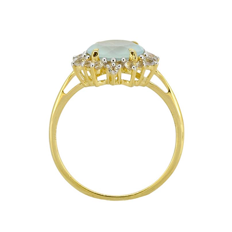 Tiramisu – Großhandel Einzelstein-/Solitär-Ring – Vergoldeter Silberring mit Aqua Chalcedon IR406682